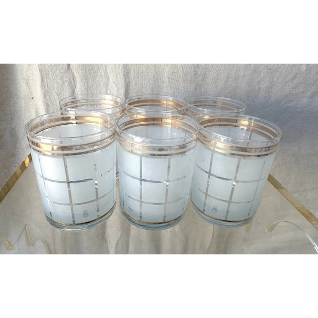 Culver Ltd. Vintage Culver Frosted Gold Rim Low Ball Glasses-Set of 5 For Sale - Image 4 of 5