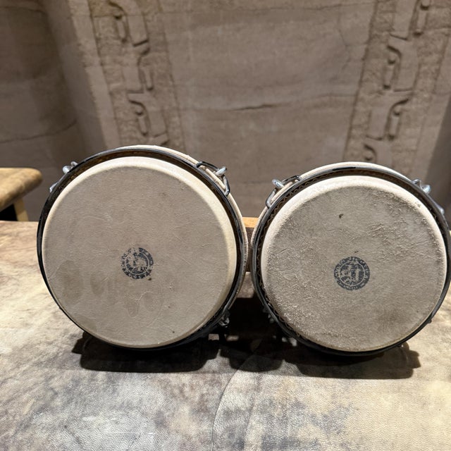 Black Lp (Latin Percussion) Cp Traditional Bongos in a Natural Wood Finish For Sale - Image 8 of 11