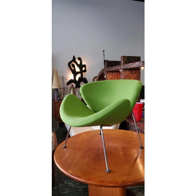 1990s Vintage Authentic Pierre Paulin "Green" Orange Slice Lounge Chair For Sale - Image 9 of 13