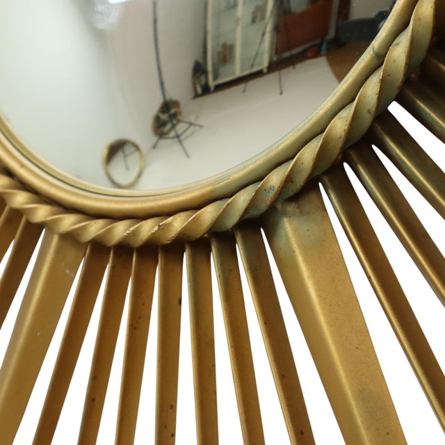 Gold Large Vintage Sun Mirror from Vallauris, France, 1960s For Sale - Image 8 of 18