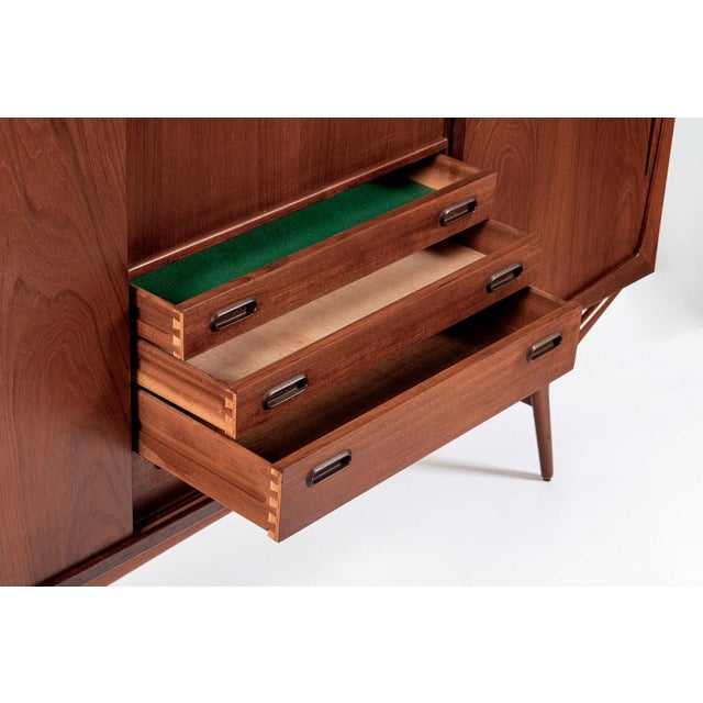 Mid Century Danish Teak Tall Sideboard or Bar Cabinet by Harry Ostergaard For Sale - Image 10 of 17