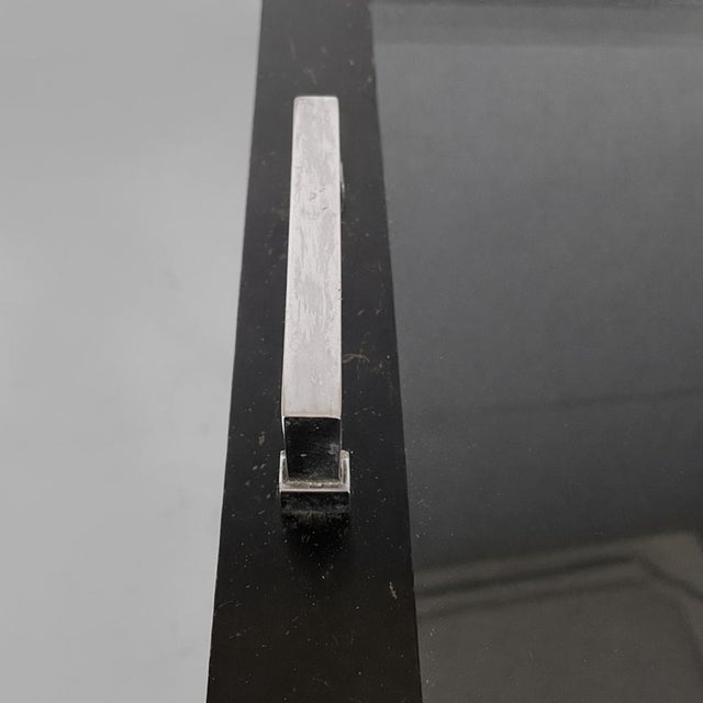 Italian Art Deco Cart in Black Wood, Glass and Steel, 1930s For Sale - Image 15 of 18