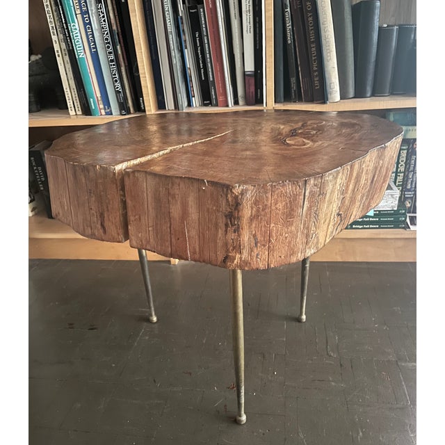 Mid-Century Modern Mid Century Live Edge Coffee Table Maple Brass Legs For Sale - Image 3 of 10