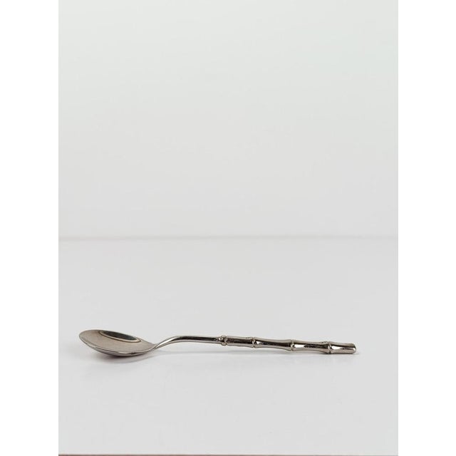 Vintage Hollywood Regency Silver Plate and Faux Bamboo Teaspoons, 1970s, Set of 12 For Sale - Image 11 of 16