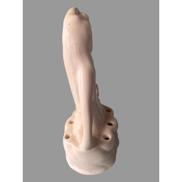 Mid 20th Century Vintage Figural Art Deco Nouveau Pottery Flower Frog For Sale - Image 5 of 6