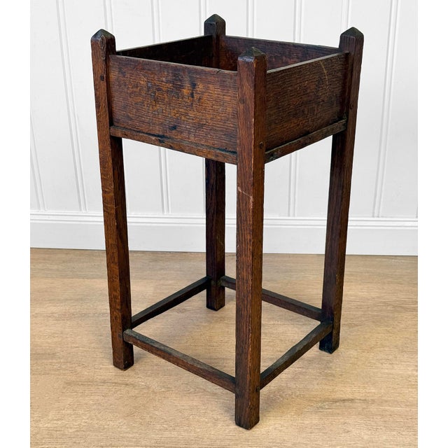 Antique Arts & Crafts Quartersawn Oak Planter Box Plant Stand For Sale - Image 4 of 8