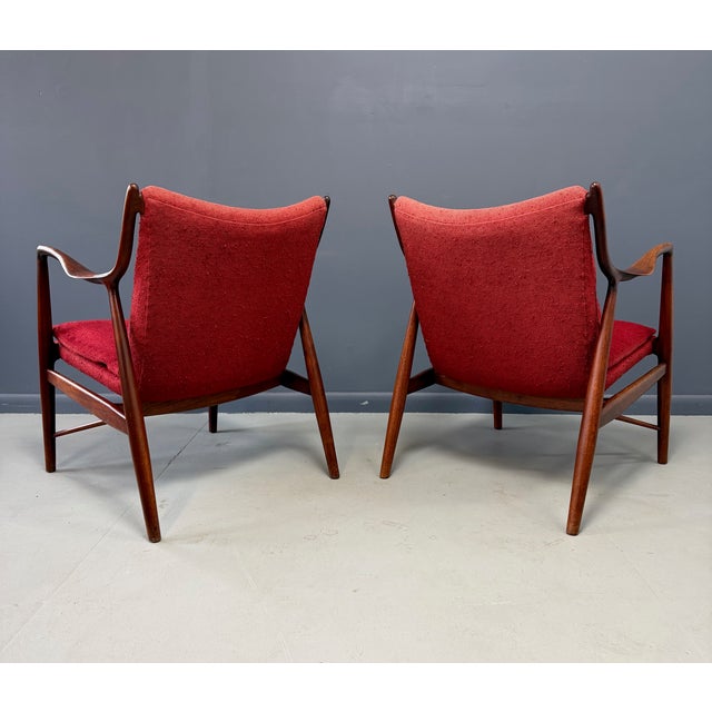 Wood Pair of Finn Juhl Nv #45 Chairs in Walnut by Baker Circa 1955 Mid Century For Sale - Image 7 of 13
