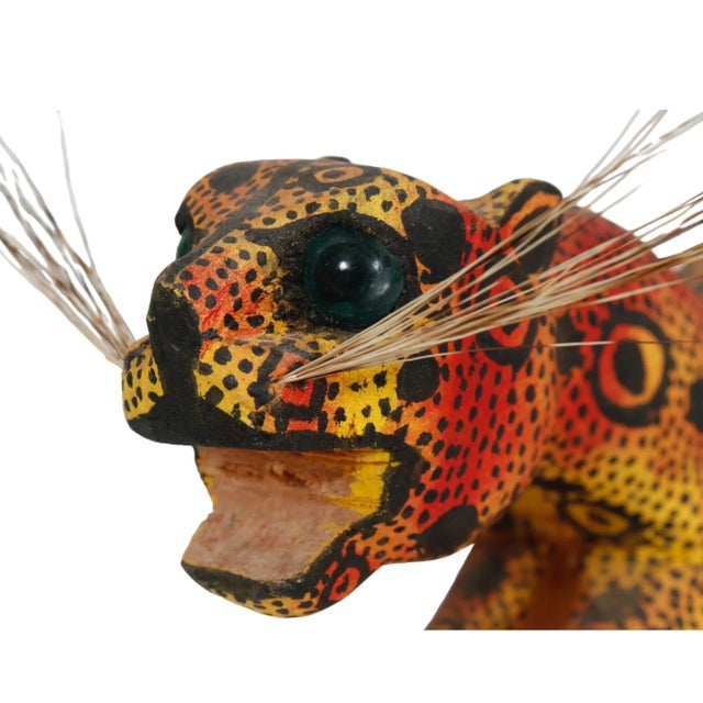 Folk Art Carved Big Cat Figures - Set of 3 For Sale - Image 3 of 9