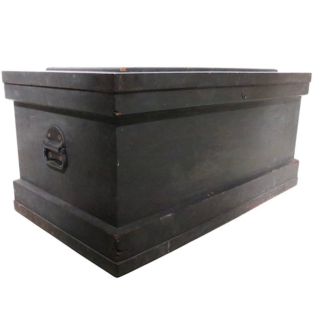 Antique Fitted Wood Carpenters Box Trunk Coffee Table For Sale - Image 14 of 18