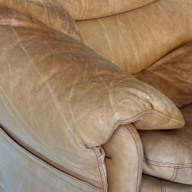 1970s Sandwich E Doppiosandwich Leather Settee Attributed to Titina Ammannati and Giampiero Vitelli for Brunati For Sale In Chicago - Image 6 of 12