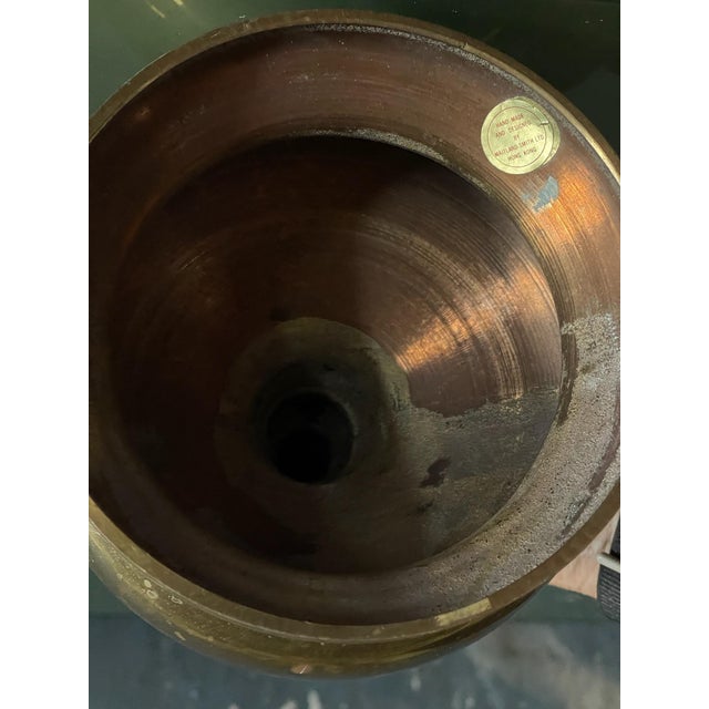 Mid 20th Century Vintage Maitland Smith Solid Brass Candlestick Holder Large For Sale - Image 5 of 6