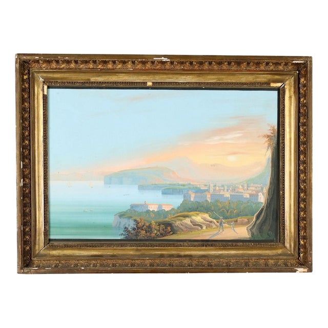 View of Sorrento, 1800s, Gouache on Paper For Sale