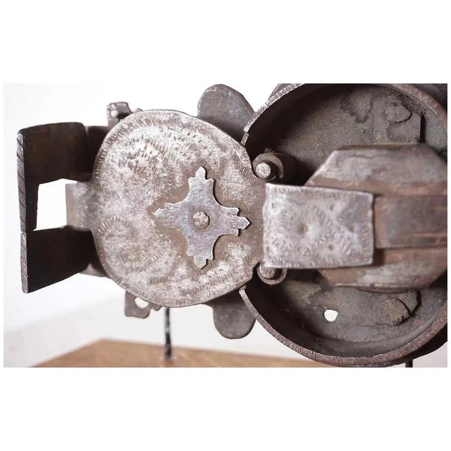 Early Continental Hand Forged and Chased Iron Cabinet Lock on Stand For Sale In Denver - Image 6 of 7