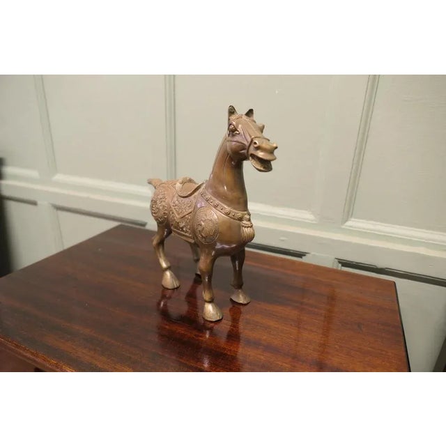 Vintage Decorated Bronze Tang Horse, 1950 For Sale - Image 4 of 8
