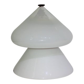 Mid-Century Modern Venini Table Lamp White, Clear, Red Cap For Sale