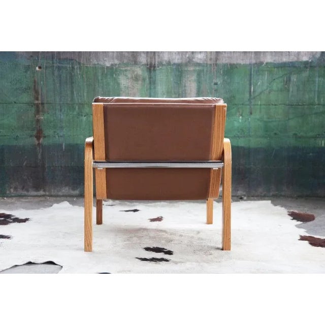 Mid Century Thonet Oak Bentwood & Chrome Armchair For Sale In Madison - Image 6 of 11