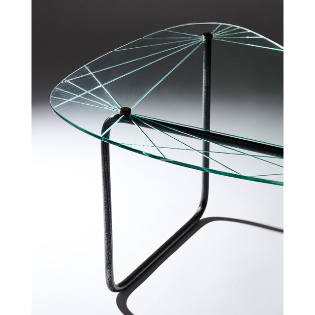 Black Period Mid-Century Modern Etched Glass Coffee Table, Circa 1970 For Sale - Image 8 of 9