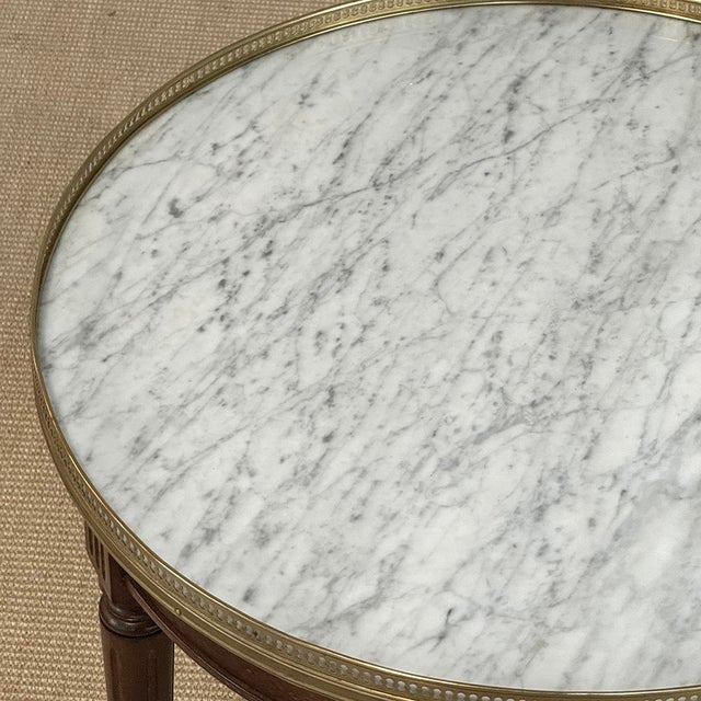 Antique French Louis XVI Mahogany Marble Top Bouillotte Table For Sale - Image 16 of 18