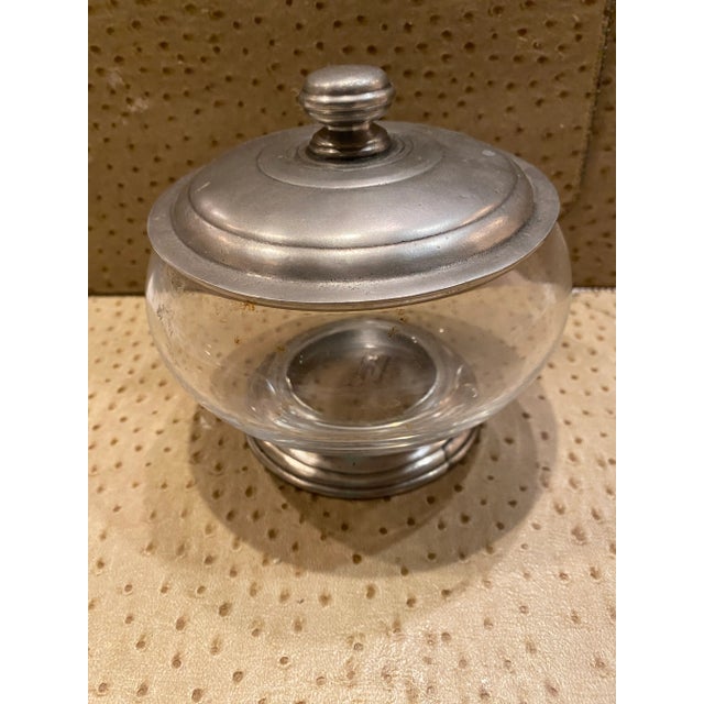 1990s Arte Italica Glass and Pewter Jar With Pewter Cover For Sale In New York - Image 6 of 8