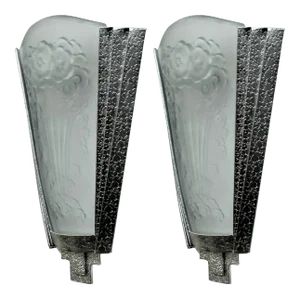French Art Deco Wall Lamps Sconces signed by Muller Ferers - a Pair