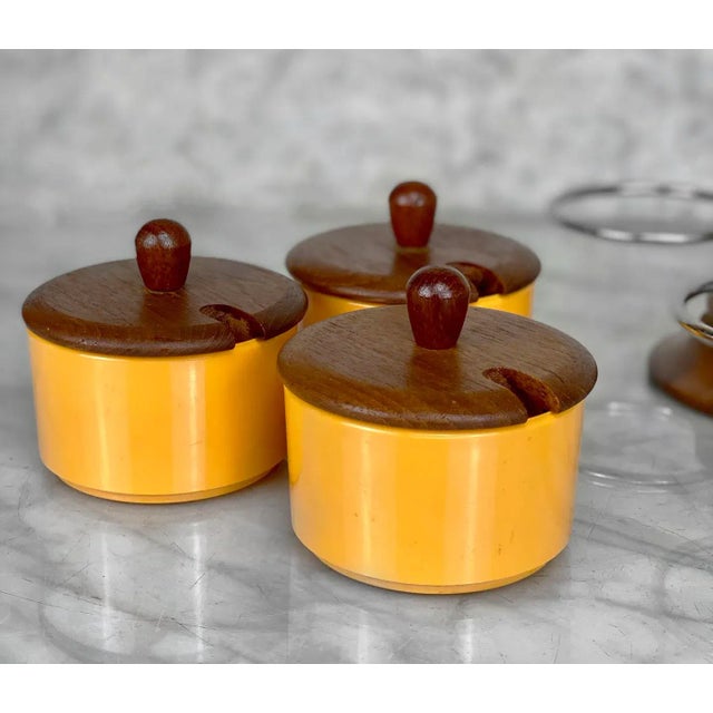 Mid-Century Danish Modern Teak Revolving Condiment Serving Bowl Set For Sale - Image 6 of 12