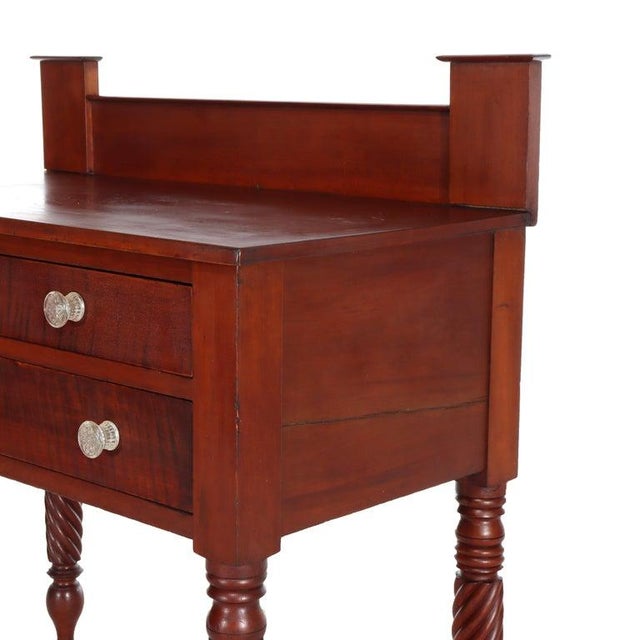 Antique Sheraton Cherry & Tiger Maple 3 Drawer Server C1830 Measures - 38 5/8" x 36" x 19" An antique Sheraton server from...