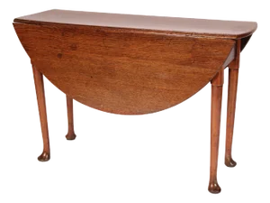 Antique Queen Anne Style Oak Drop Leaf Table