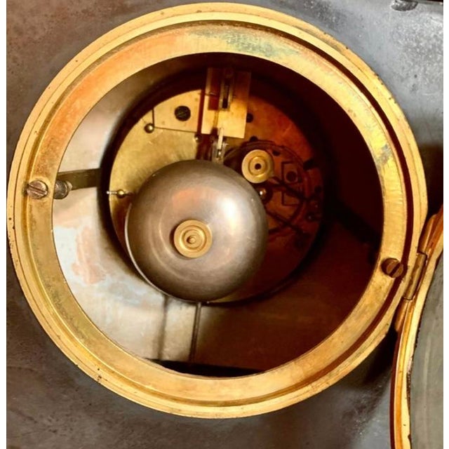 Circa 1880 French, Napoleon III Bronze and Marble Clock Garniture Set- 3 Pieces For Sale - Image 10 of 10