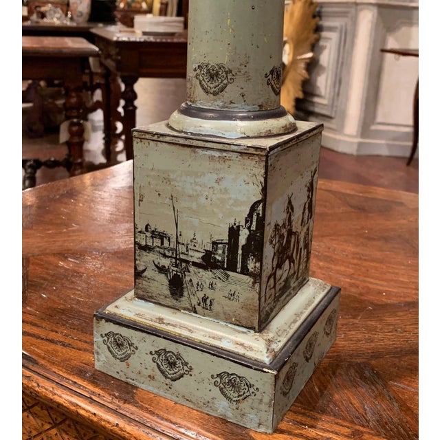 19th Century French Directoire Hand-Painted Tole Table Lamp With Military Scenes For Sale In Dallas - Image 6 of 12