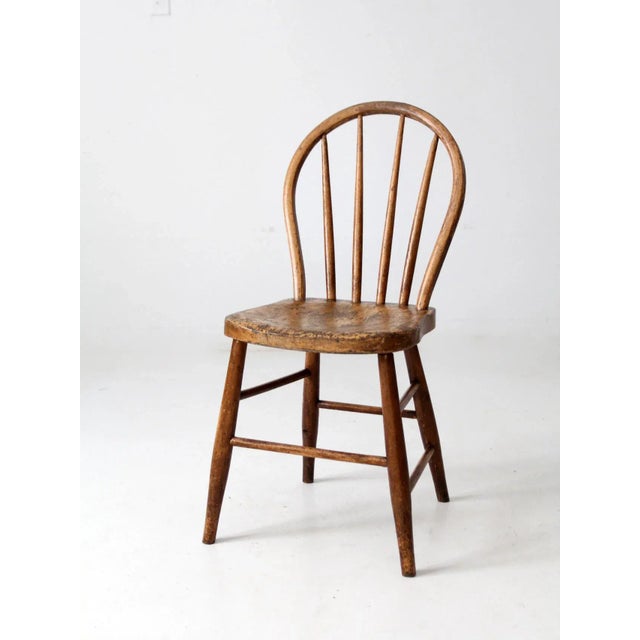 Brown Antique Spindle Back Chair For Sale - Image 8 of 10