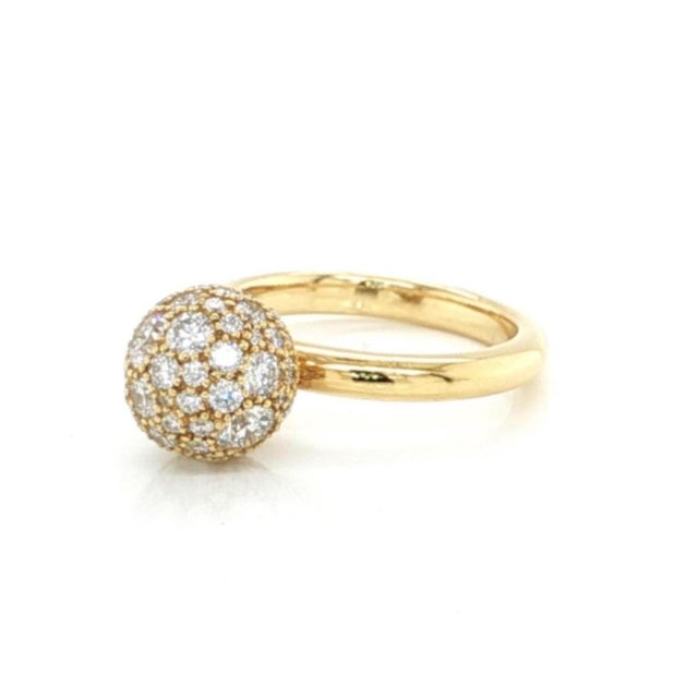Mid 20th Century Tiffany & Co HardWear Pave Diamond 8mm Ball Ring 18K Yellow Gold Size 4 For Sale In Miami - Image 6 of 8