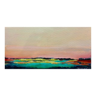“Flooded MidWest Field, Late Summer”. Original Acrylic on Canvas. 12x24. Drying on My Easel. Gallery Represented Studio Artist Since 2004. For Sale