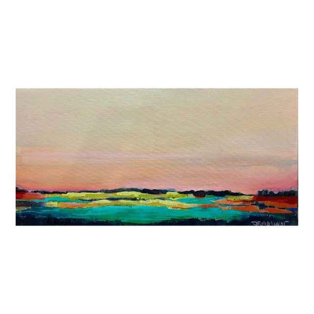 “Flooded MidWest Field, Late Summer”. Original Acrylic on Canvas. 12x24. Drying on My Easel. Gallery Represented Studio Artist Since 2004. For Sale