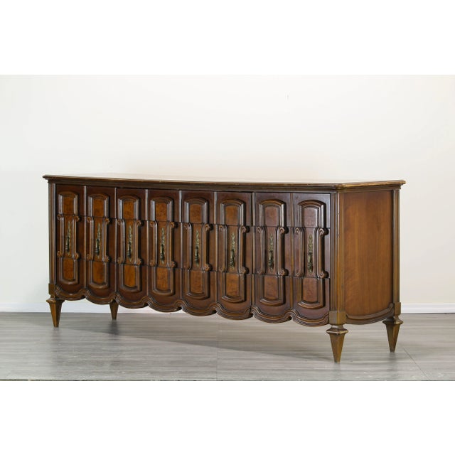Late 20th Century Mid Century Walnut Dresser of Nine Drawers For Sale - Image 5 of 9