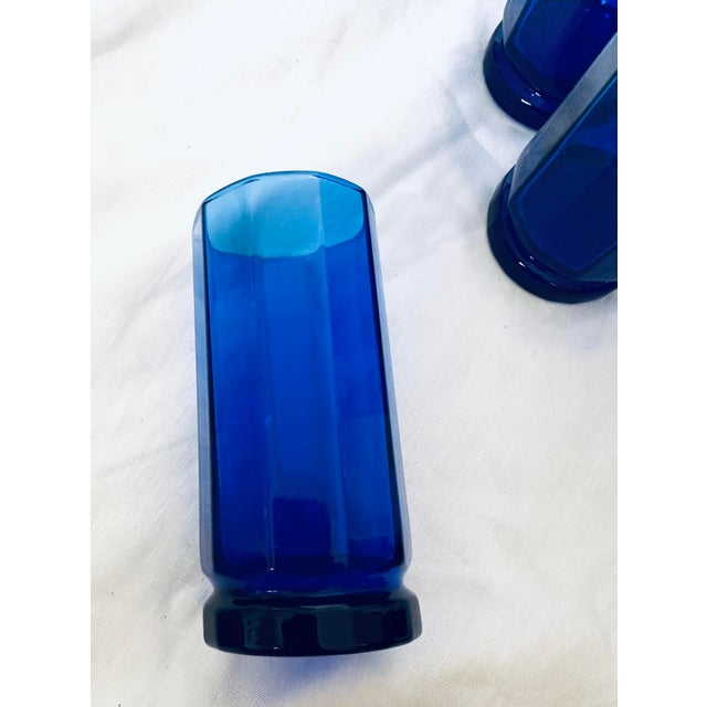 Glass Anchor Hocking Essex Cobalt Blue Octagonal Tumblers-Set of 7 For Sale - Image 7 of 8