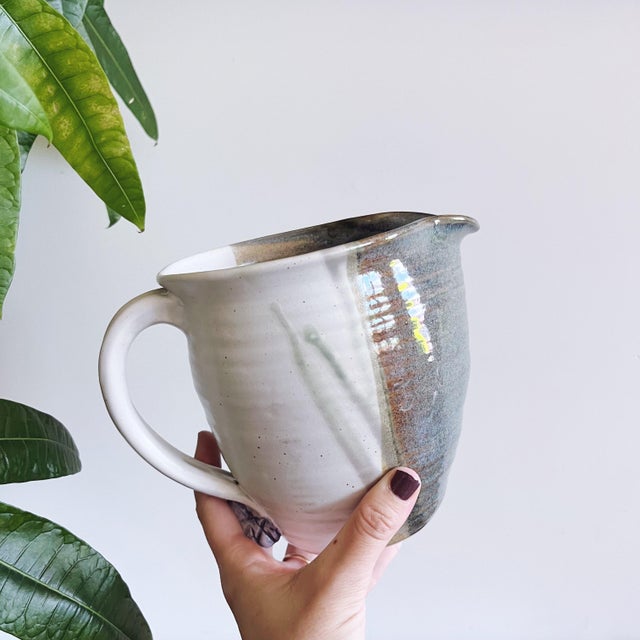 Farmhouse Vintage Signed “Dellaware” Studio Pottery Pitcher For Sale - Image 3 of 6