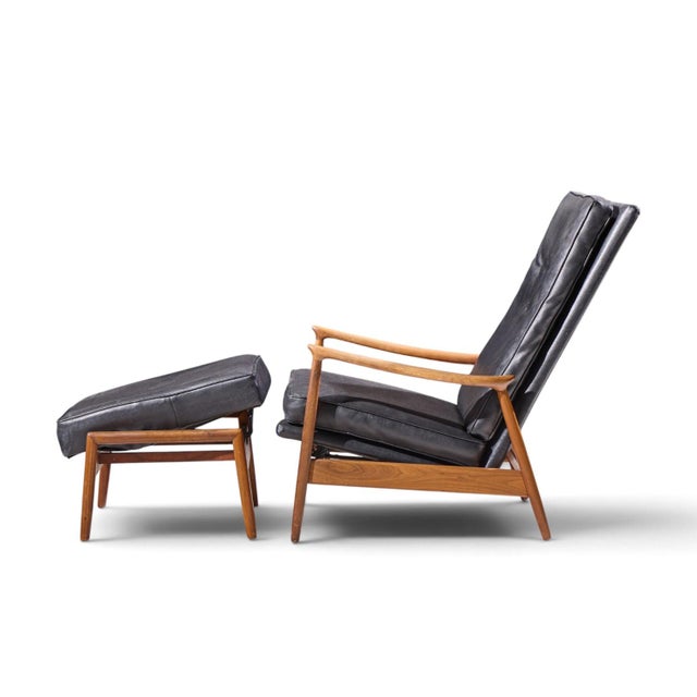 James Inc. Milo Baughman for James Inc. Mid Century Reclining Lounge Chair With Ottoman For Sale - Image 4 of 9