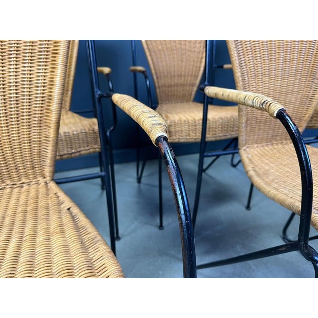 Black Wicker Chairs by Frederick Weinberg, 1960s, Set of 6 For Sale - Image 8 of 15