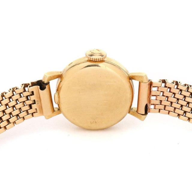Omega Vintage Omega 10382 17mm 14k Gold Fluted Bezel Manual Wind Ladies Watch For Sale - Image 4 of 6