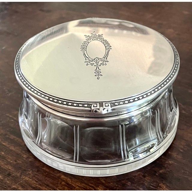 Early 20th Century Antique Gorham Sterling Silver & Cut Glass Dresser Jar, Circa 1910 For Sale - Image 5 of 15