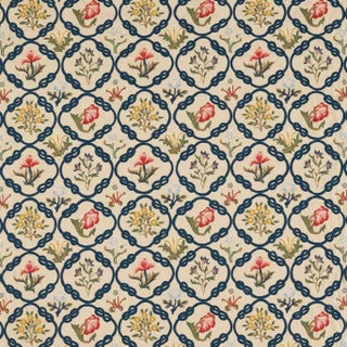 Morris & Co Mays Coverlet Fabric in Indigo/Rose For Sale