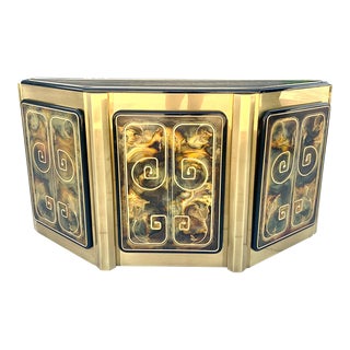 Bernhard Rohne for Mastercraft Brass Greek Key Cabinet Credenza For Sale
