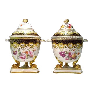 Regency Ridgway Porcelain Fruit Coolers, Covers & Liners - a Pair For Sale
