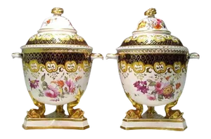 Regency Ridgway Porcelain Fruit Coolers, Covers & Liners - a Pair