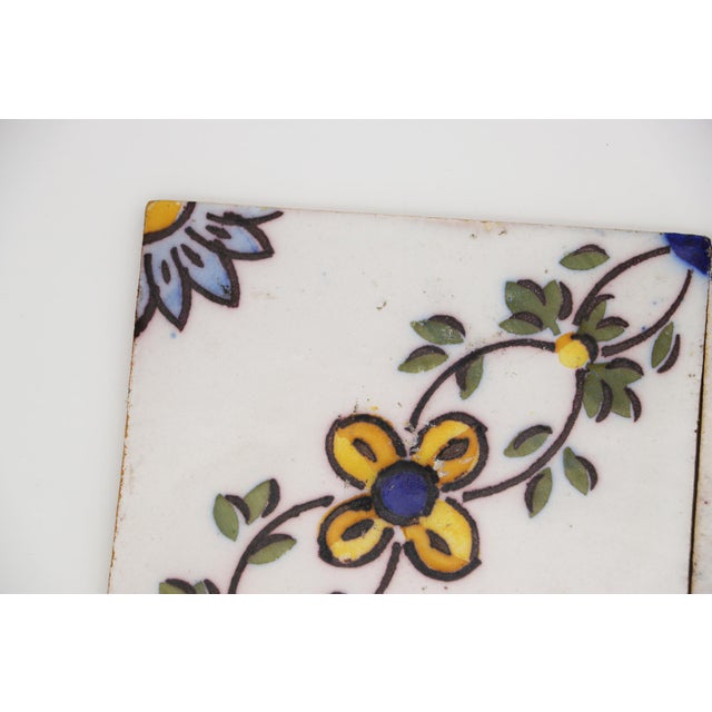 19th Century 19th Century Set of Four Floral Tiles, Portuguese Baroque For Sale - Image 5 of 14