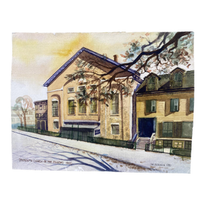 Original Architectural Brooklyn New York Watercolor Painting of Plymouth Church of the Pilgrims by Artist Nik Puspurica