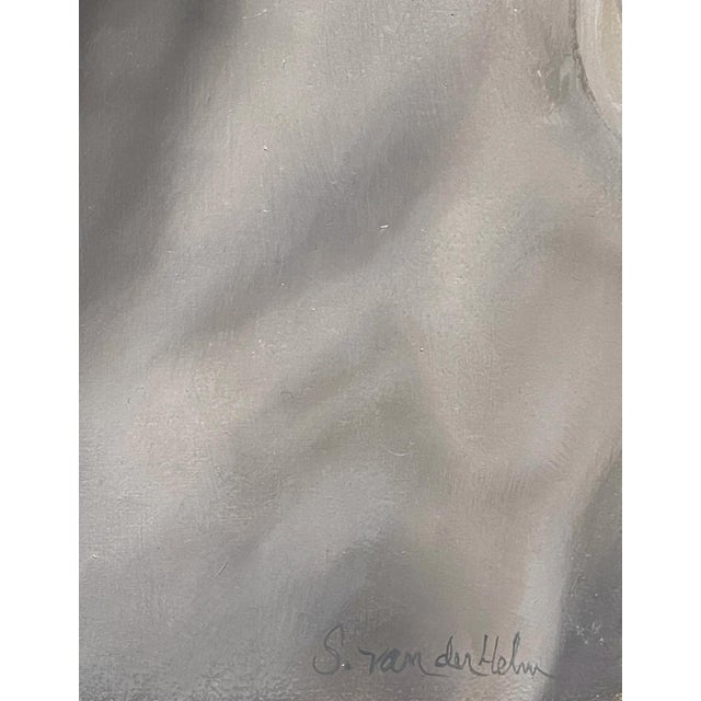 Triumph by Sarah van der Helm | Oil on panel Portrait of a white horse. For Sale - Image 4 of 5