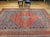 19th Century Antique Persian Malayer Rug, Hand-Knotted Wool, Geometric Pattern, 8x12, Terracotta & Navy For Sale - Image 5 of 16