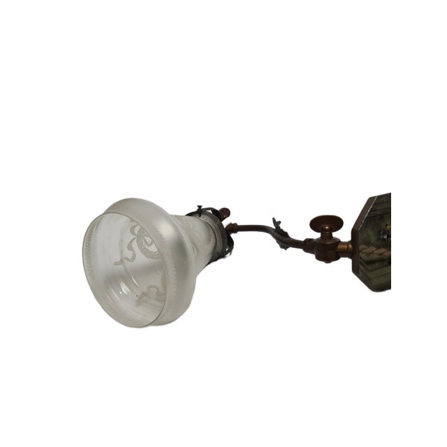 Art Nouveau German Piano Lamp in Glass and Tin, 1900s For Sale - Image 4 of 10