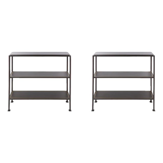 French Brass and Iron Console Tables, 1980s, Set of 2 For Sale